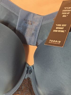 Torrid XO Push-Up Lace Bra 42DDD Blue Plunge Underwire 360 Back Smoothing Sexy - Thumbnail 3