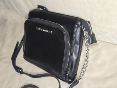 Steve Madden Women's Black Faux Pebbled Leather Cross Body Shoulder Bag - Thumbnail 2