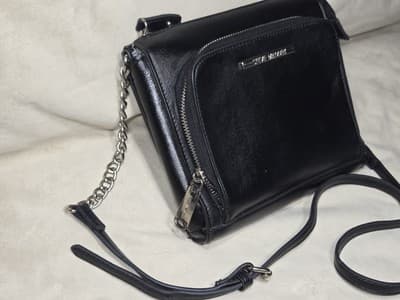 Steve Madden Women's Black Faux Pebbled Leather Cross Body Shoulder Bag - Thumbnail 3