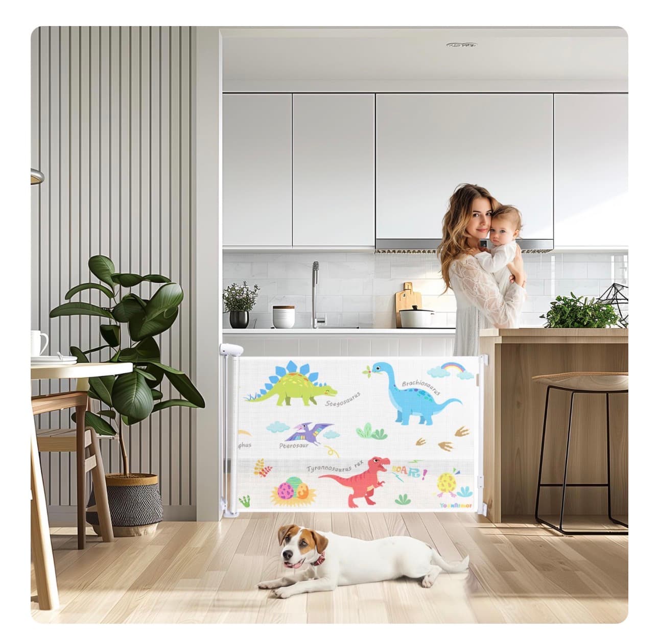 Yooshitmor Dinosaur Retractable Baby Gate - Thumbnail 2