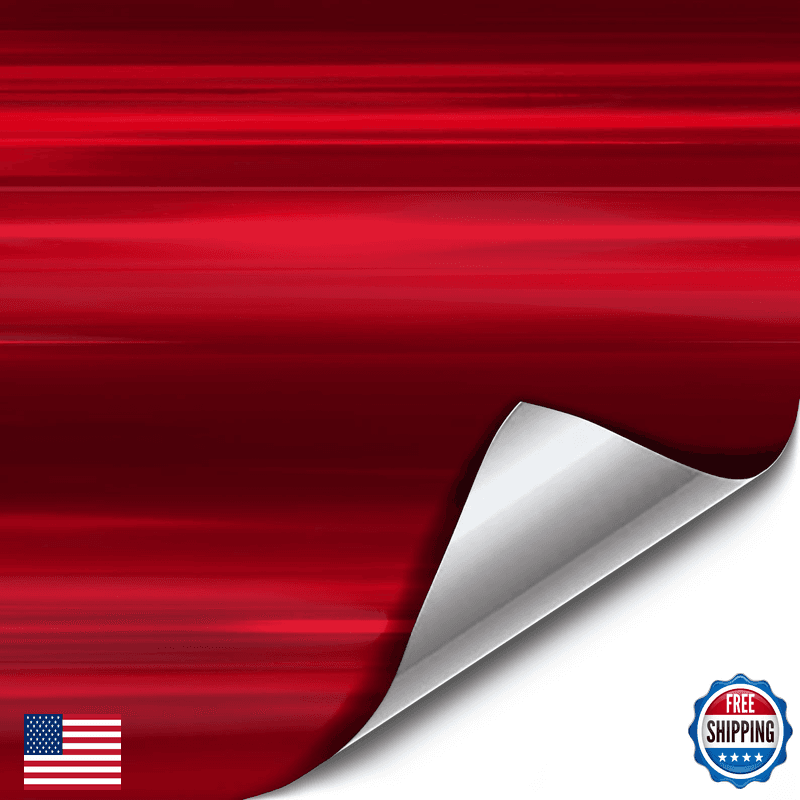 Vvivid Red Mirror Chrome Cast Vinyl Wrap For Car Boat Bike Self Adhesive Film - Image 1