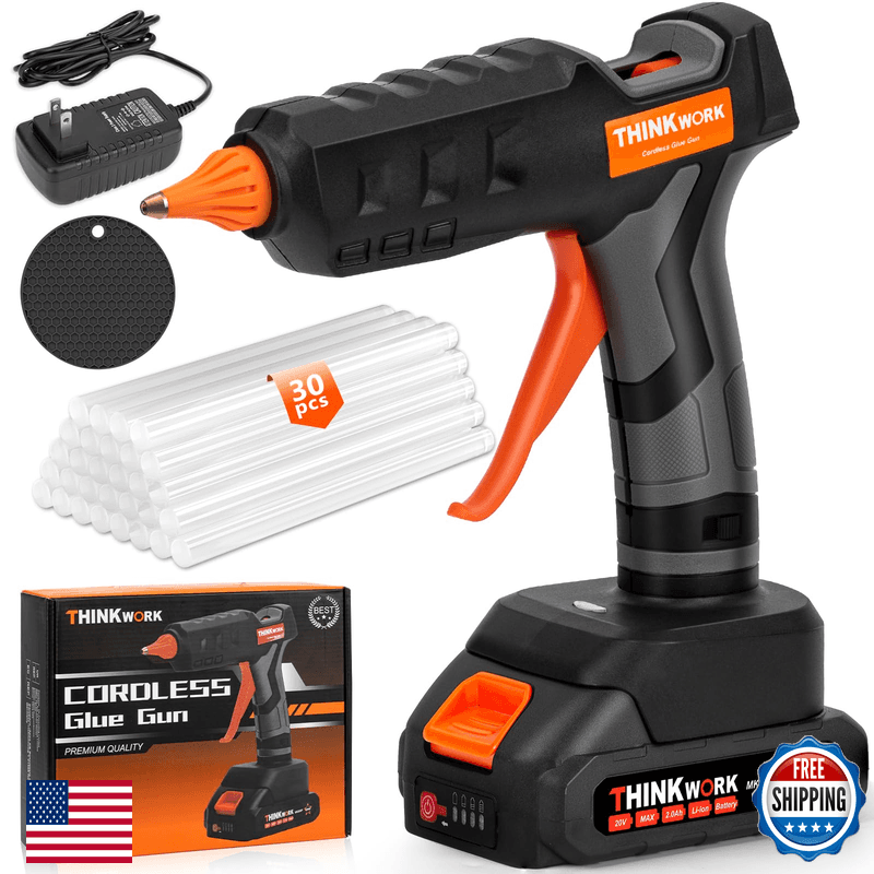 Thinkwork 20V Cordless Hot Glue Gun And Sticks Set Rechargeable Glue Gun 30 Pcs - Image 1