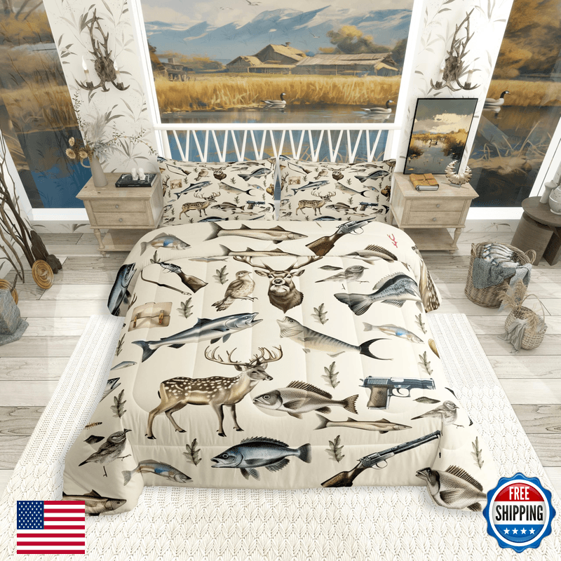 Erosebridal Hunting And Fishing Full Comforter Setdeer Hunting Bedding Sets For - Image 1