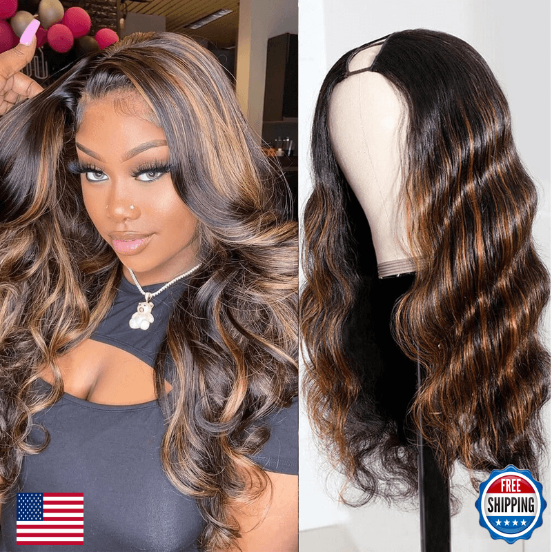 Beautkol V Part Wig Human Hair Body Wave 1B/30 Color Upgrade U Part Human Hair - Image 1