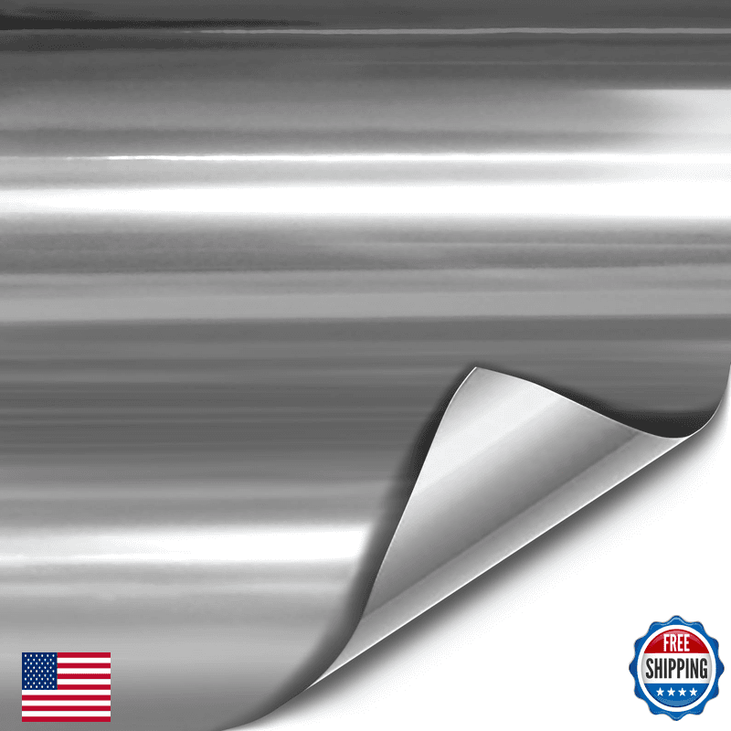 Vvivid Silver Mirror Chrome Vinyl Wrap Self-Adhesive Film Air-Release Bubble - Image 1
