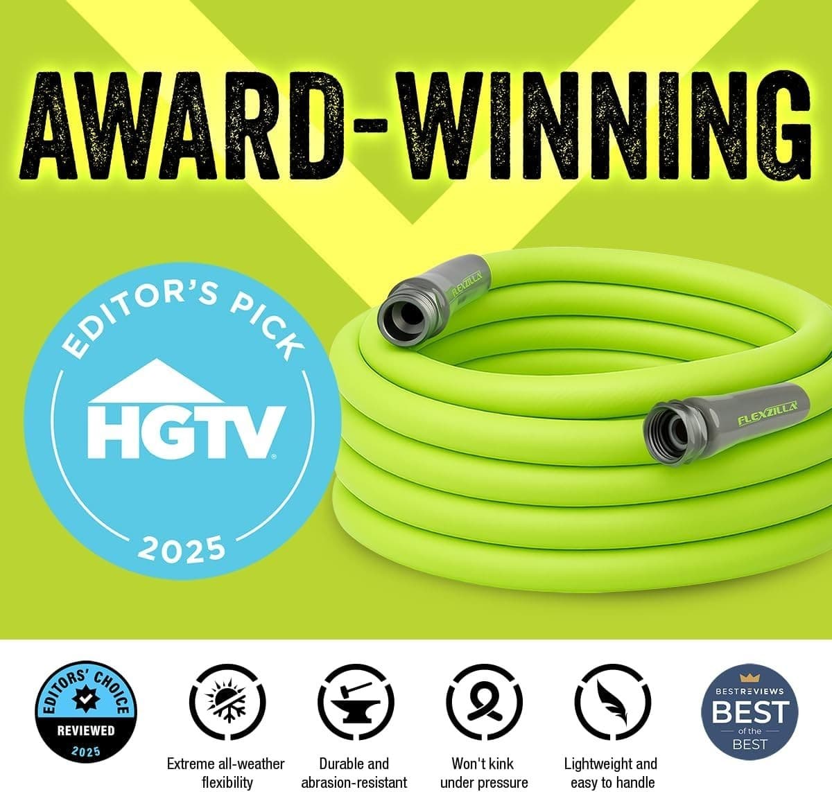 Flexzilla Garden Hose 5/8 in. x 50 ft., Lightweight All-Weather Water Hose, Dura - Thumbnail 3