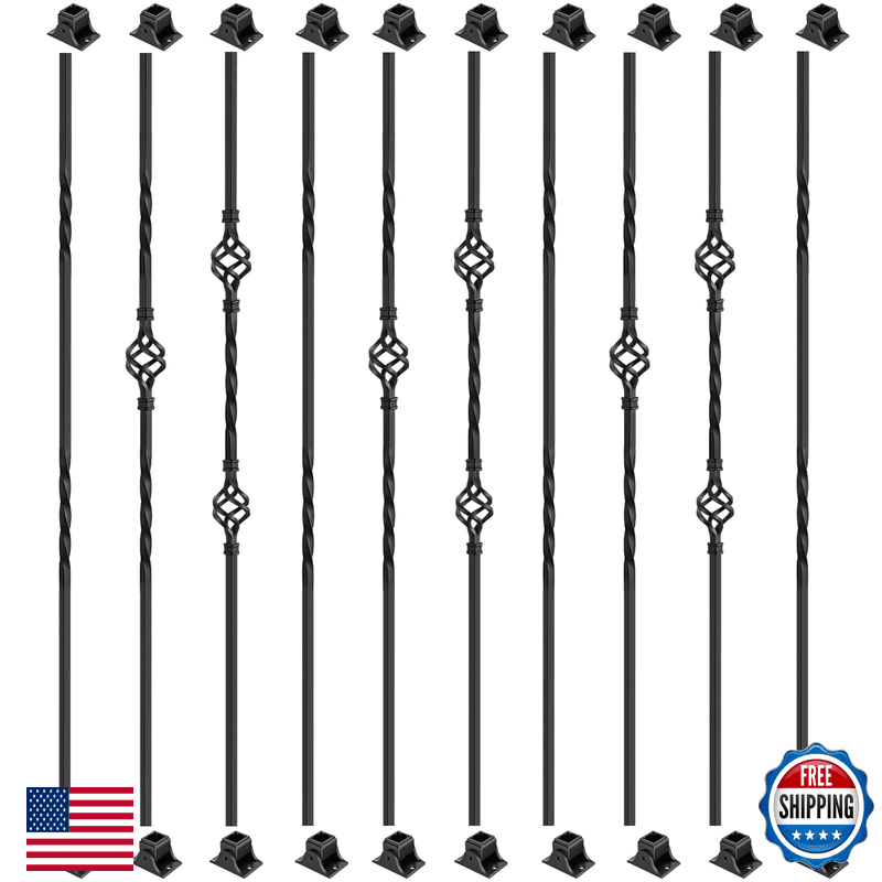 Zwinz 10 Pack Wrought Iron Balusters 44 Metal Balusters For Staircase Interior - Image 1