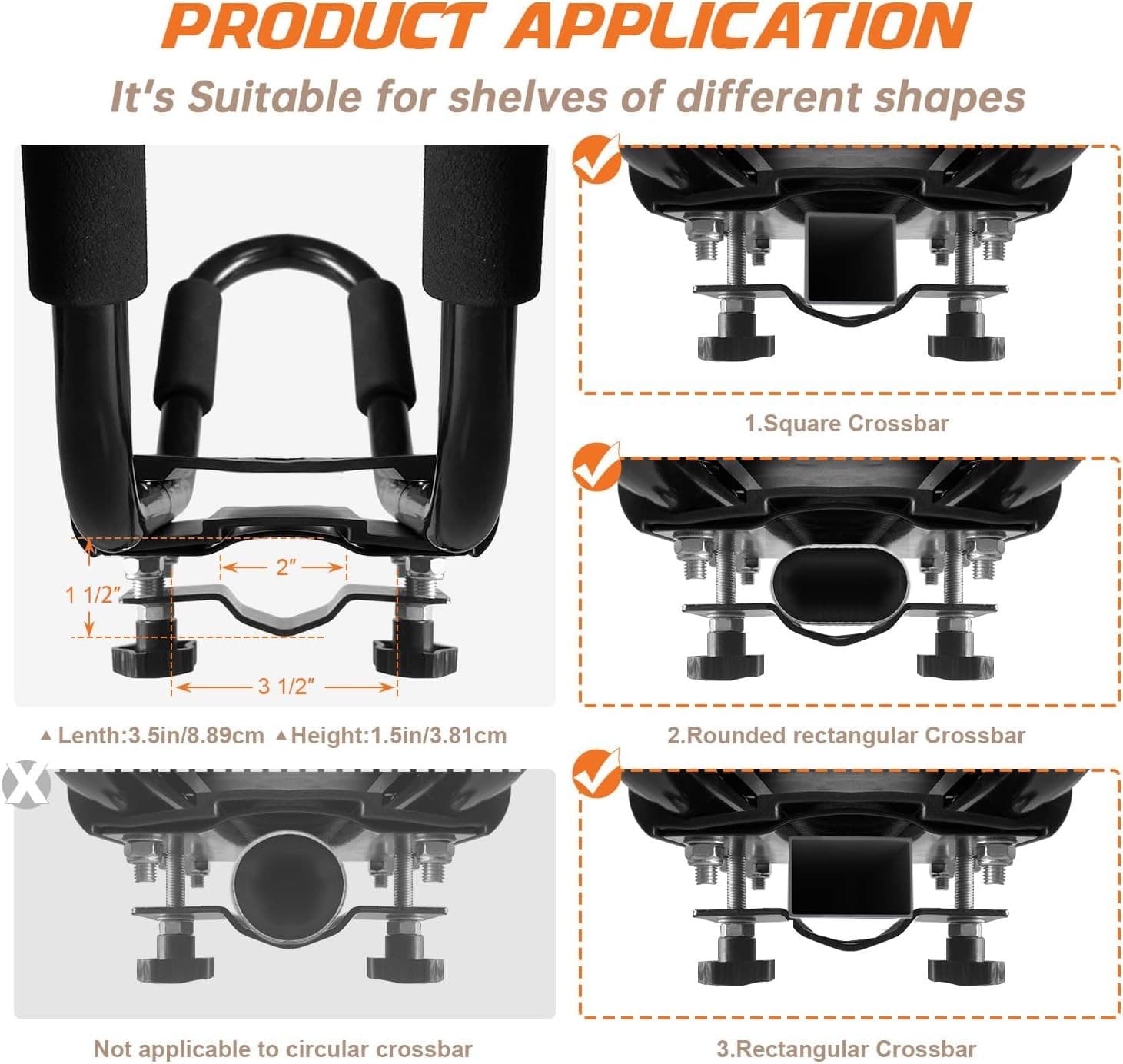 Kayak Roof Rack, 2 Pair J-Bar Roof Rack with 4 Ropes. Heavy Duty Kayak Roof Carr - Thumbnail 5