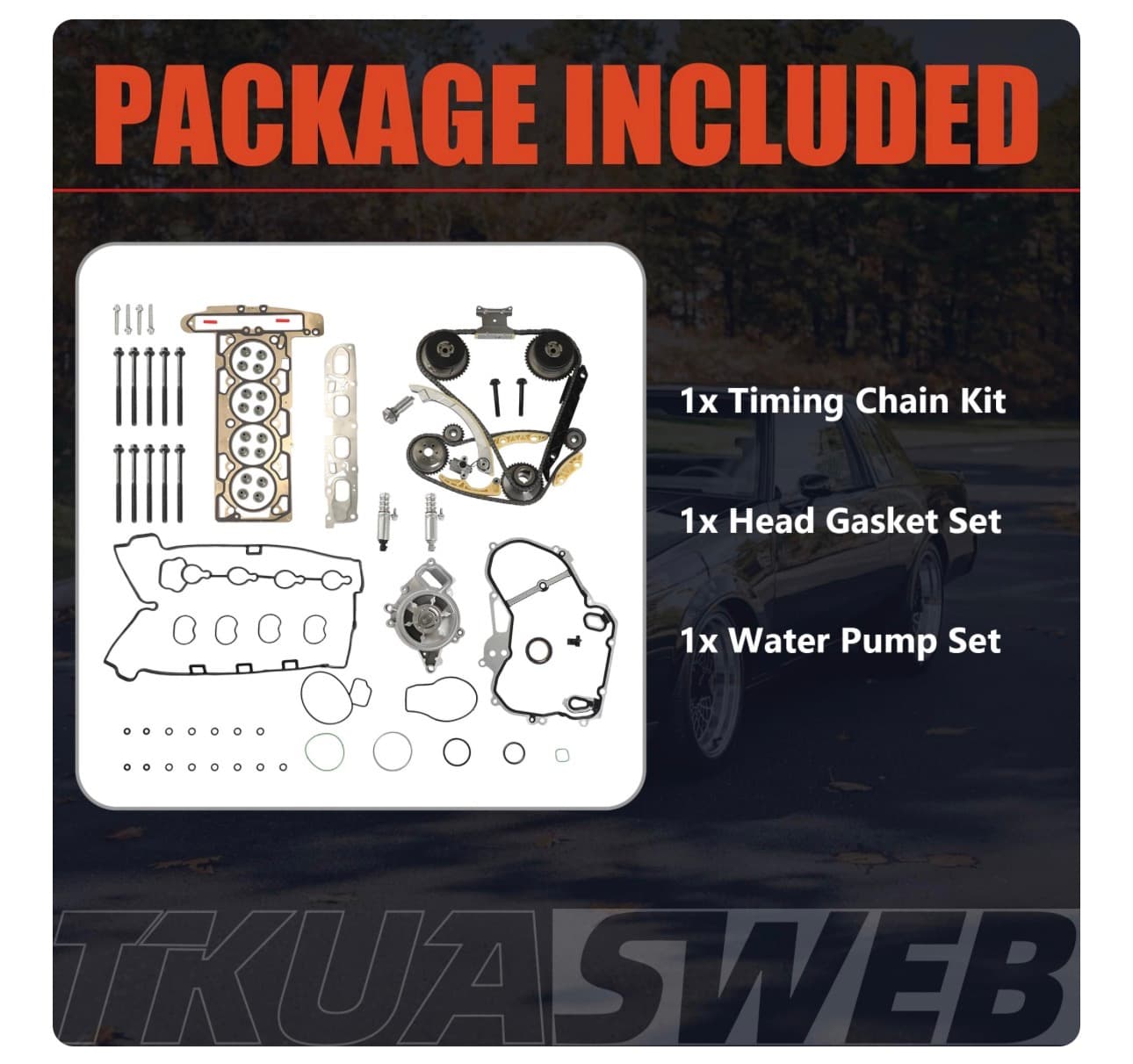 Head Gasket Set & Timing Chain Kit & Water Pump Fit For Buick Regal Verano LaCrosse Chevrolet Equinox Captiva Sport Malibu Impala GMC Terrain 2.4 L4 2010-2017 9-4201S HS26517PT 12630084 - Thumbnail 3