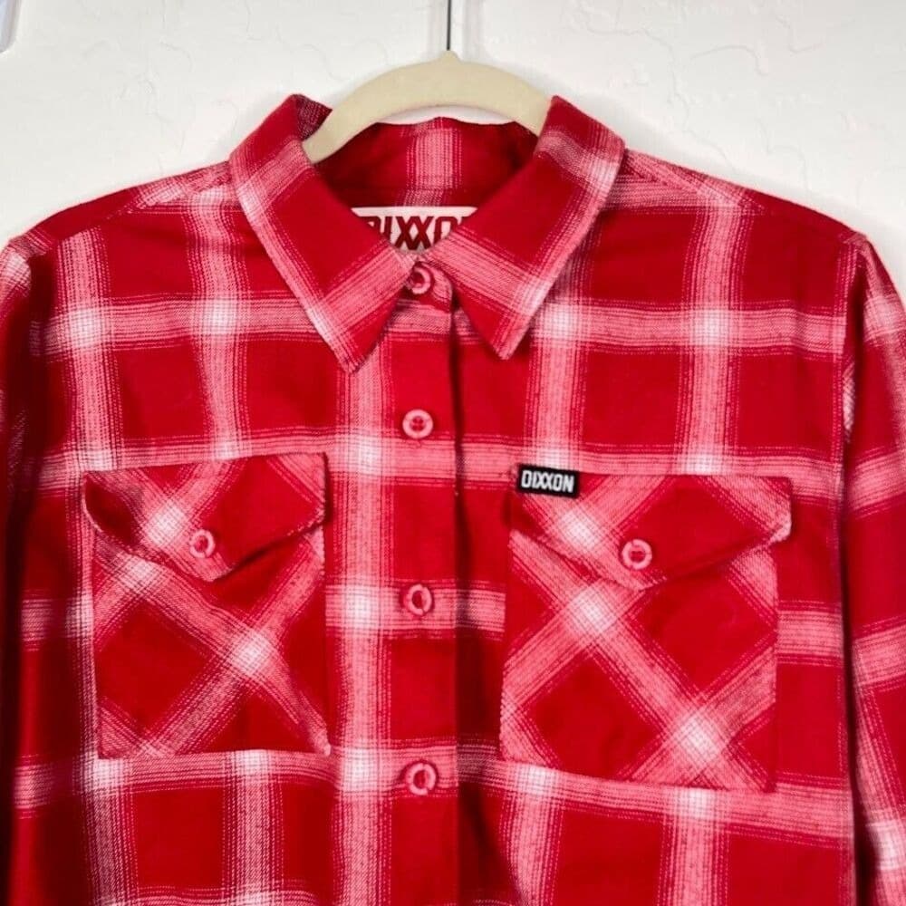 DIXXON Red and White Plaid Button-Down Shirt - Thumbnail 2