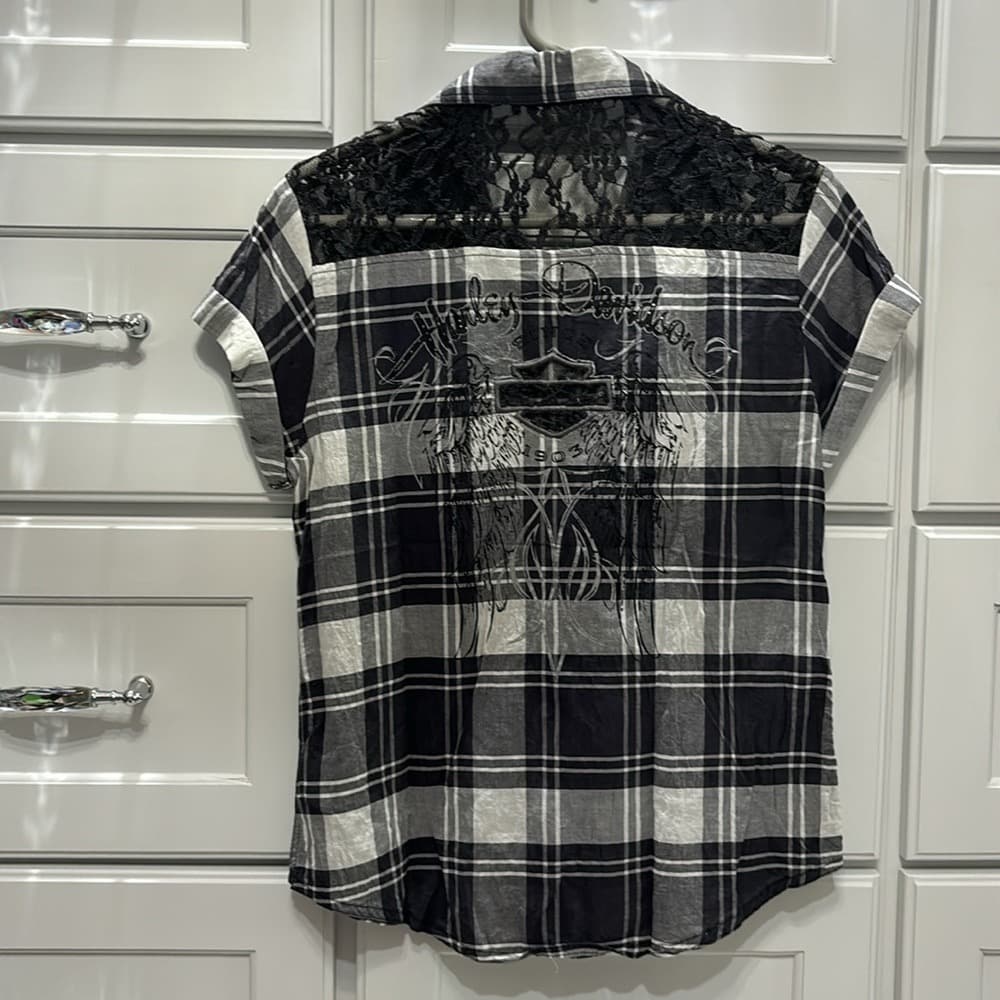 Harley-Davidson Plaid Short Sleeve Button-Down Shirt - Thumbnail 2