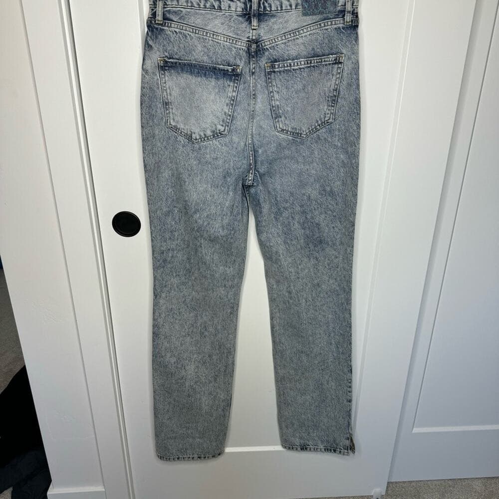 Free People Light Wash Distressed Straight Leg Jeans - Thumbnail 4
