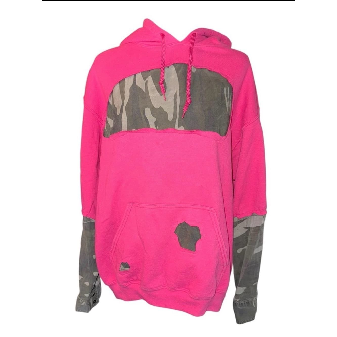 Reworked Upcycled Pink Camo Lock And Load Hoodie - Thumbnail 2
