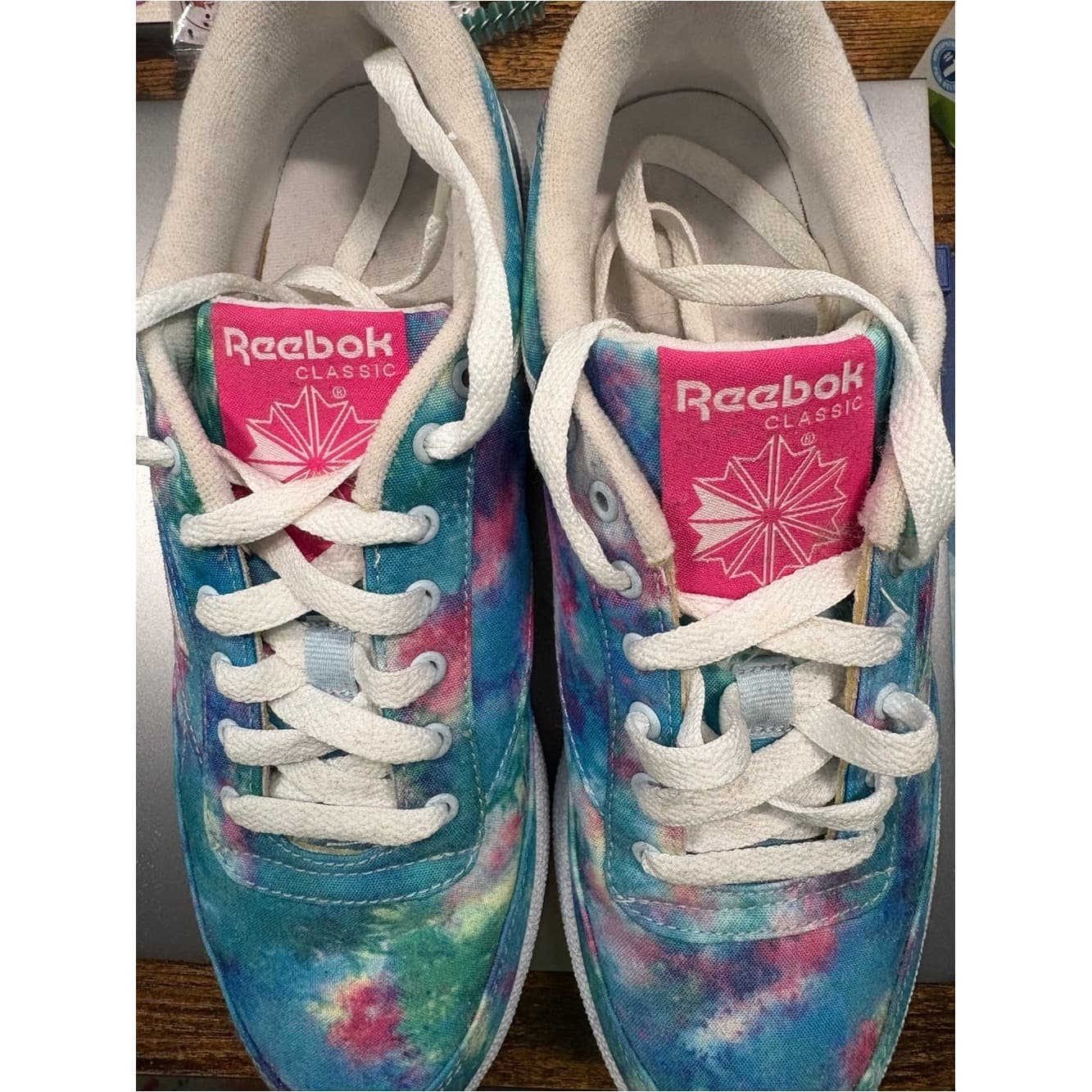 Reebok Tie-Dye Canvas Sneakers in Blue and Pink - Image 1