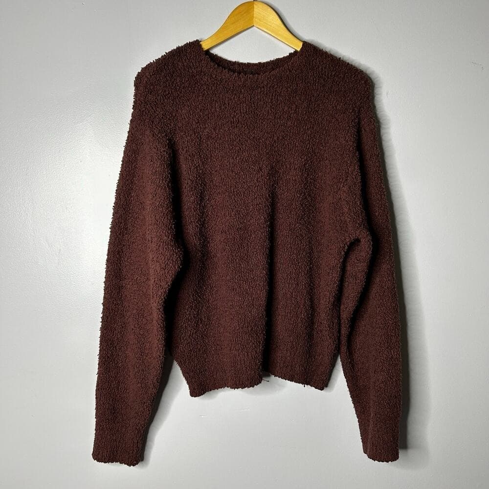 SKIMS Cozy Crew Neck Sweater in Deep Brown - Thumbnail 3