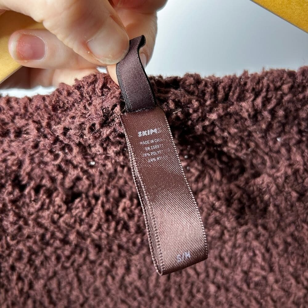 SKIMS Cozy Crew Neck Sweater in Deep Brown - Thumbnail 5