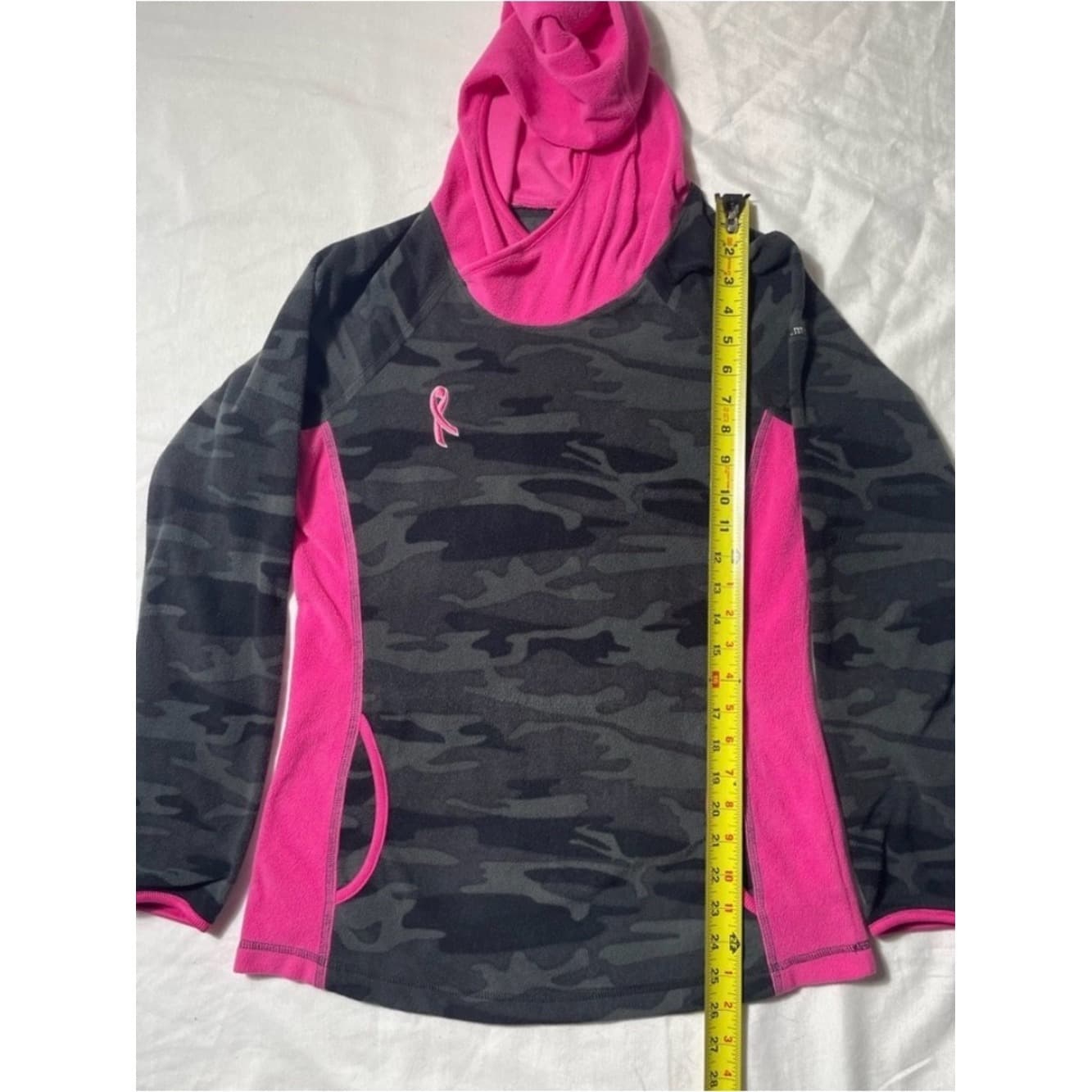 Columbia Sweater Hoodie Pull Over Jacket Ladies Breast Cancer Camo women size M - Thumbnail 4