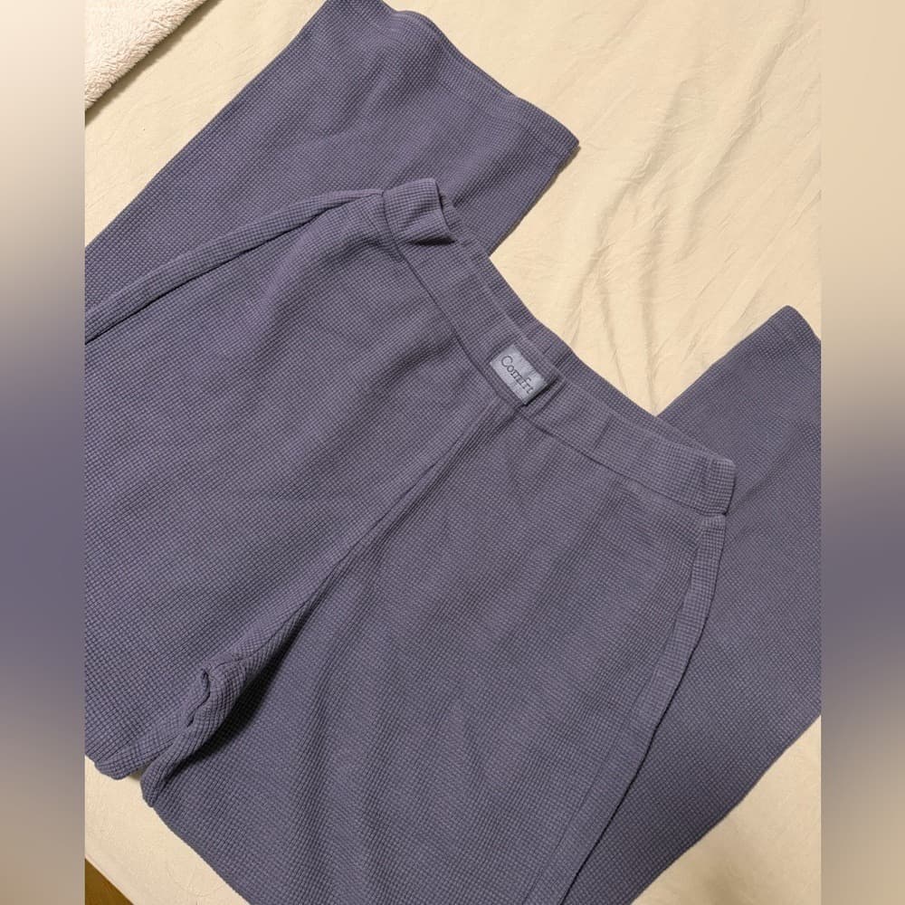 Comfrt Waffle Lounge Pants in Stone Blue - Thumbnail 2