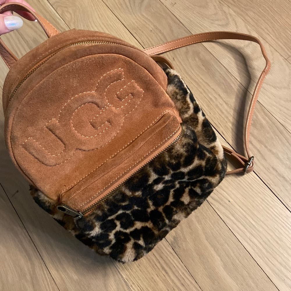 UGG Leopard Faux Fur Mini Backpack in Chestnut/Tan - Thumbnail 2