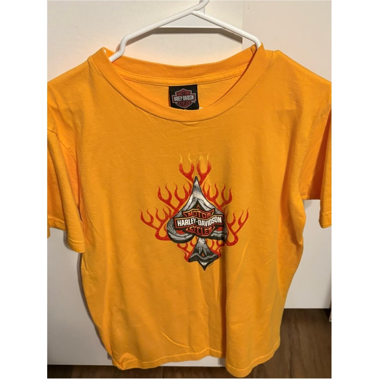 Harley-Davidson Nashville TN Yellow Tee with Red Flame Spade Logo - Image 1
