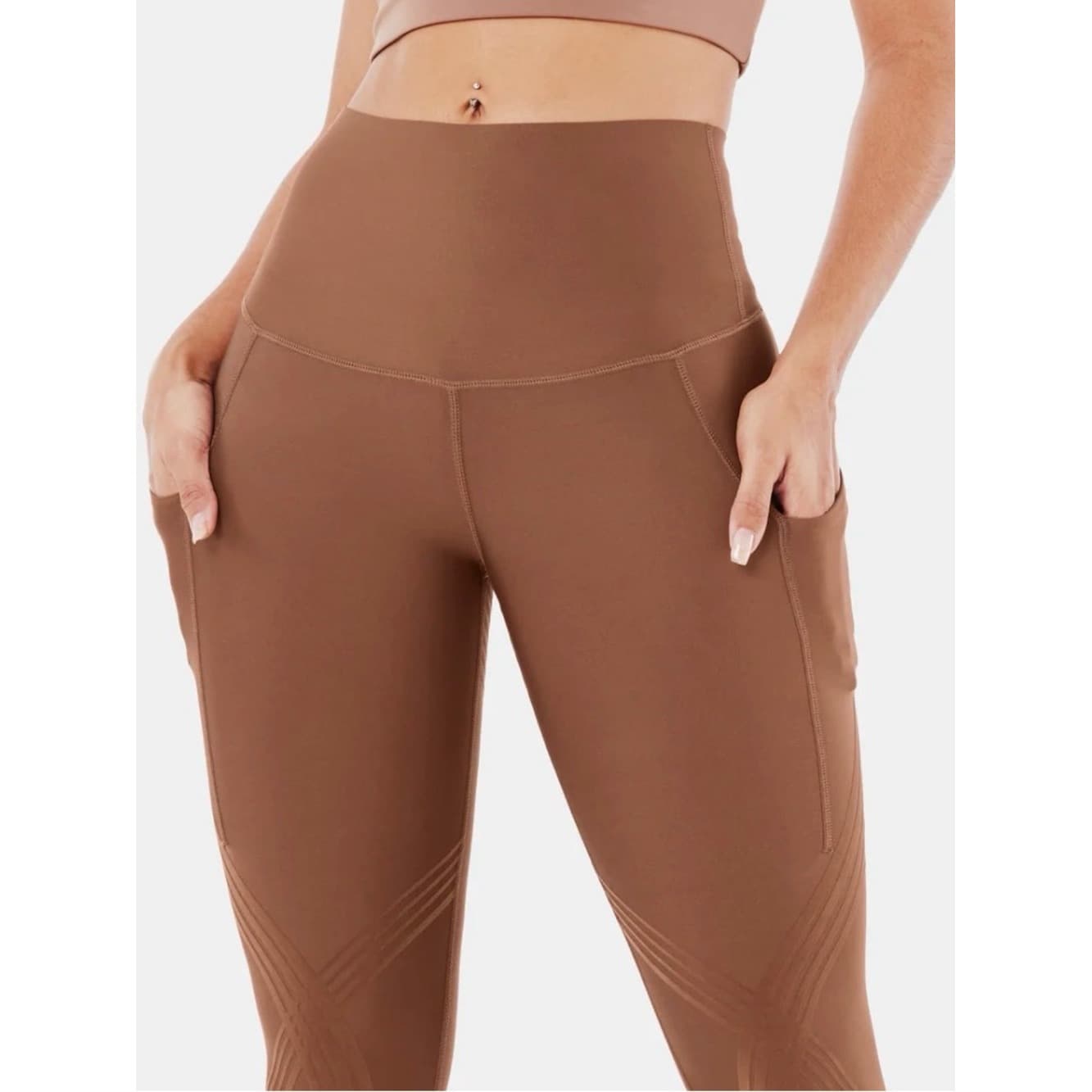 Fanka Body Sculpt Side Pocket 7/8 Leggings in Clove Brown - Image 1
