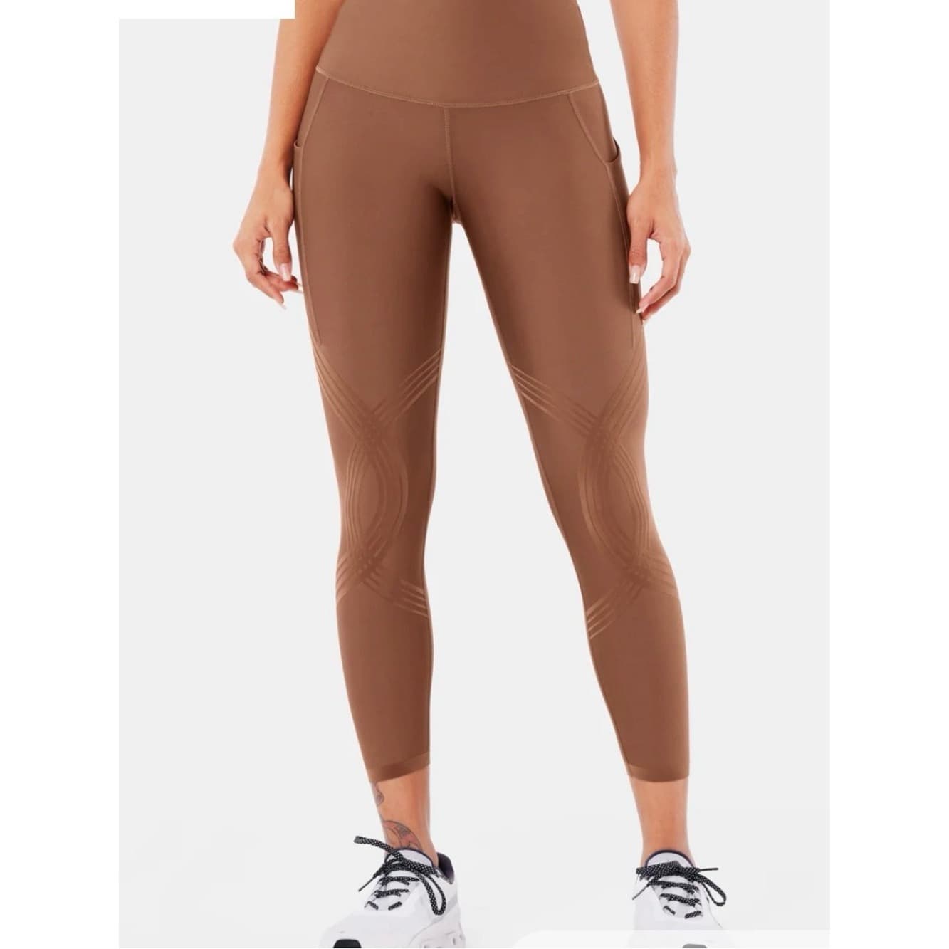 Fanka Body Sculpt Side Pocket 7/8 Leggings in Clove Brown - Thumbnail 2