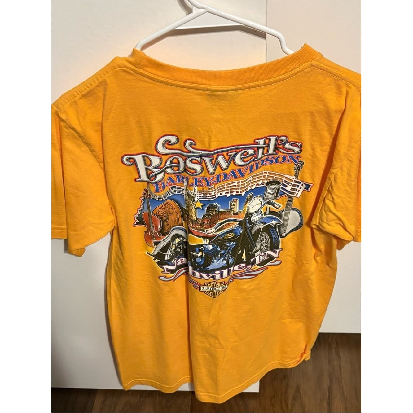 Harley-Davidson Nashville TN Yellow Tee with Red Flame Spade Logo - Thumbnail 2