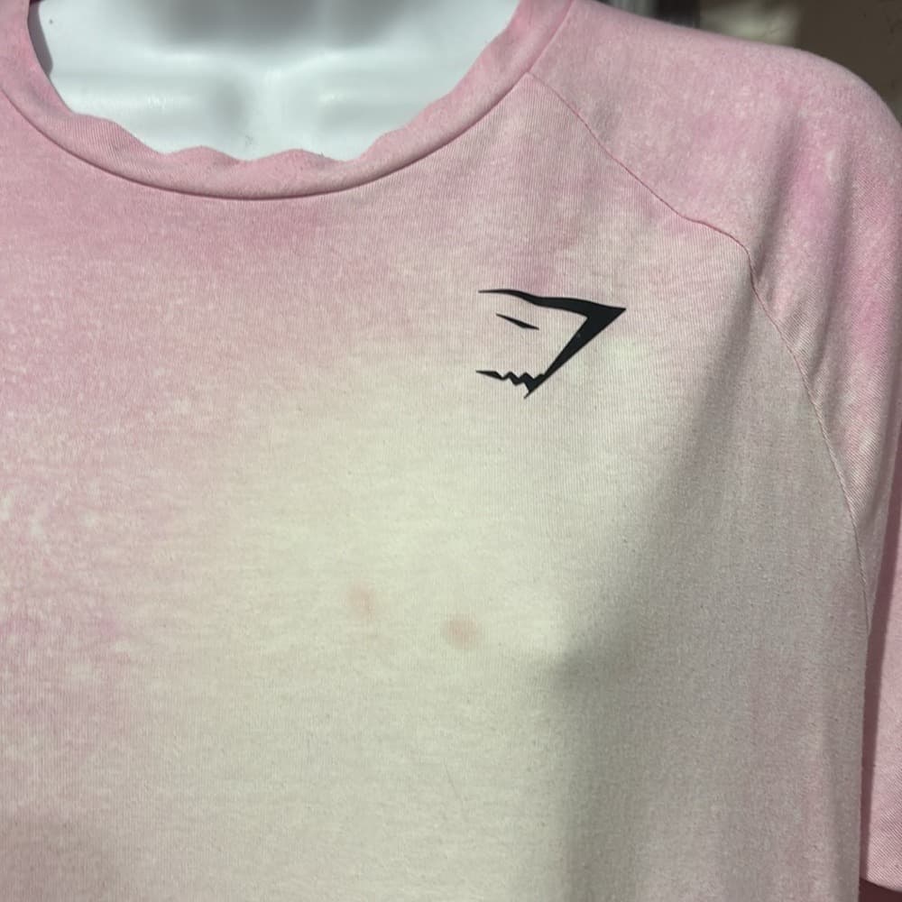 Gymshark Pink and Cream Tie-Dye Short Sleeve Tee - Thumbnail 2
