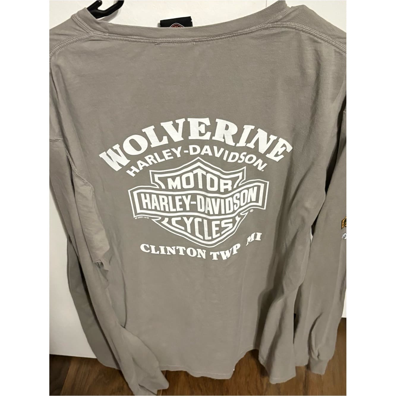 Harley-Davidson Detroit Gray Long Sleeve Tee with Orange Graphic - Thumbnail 2