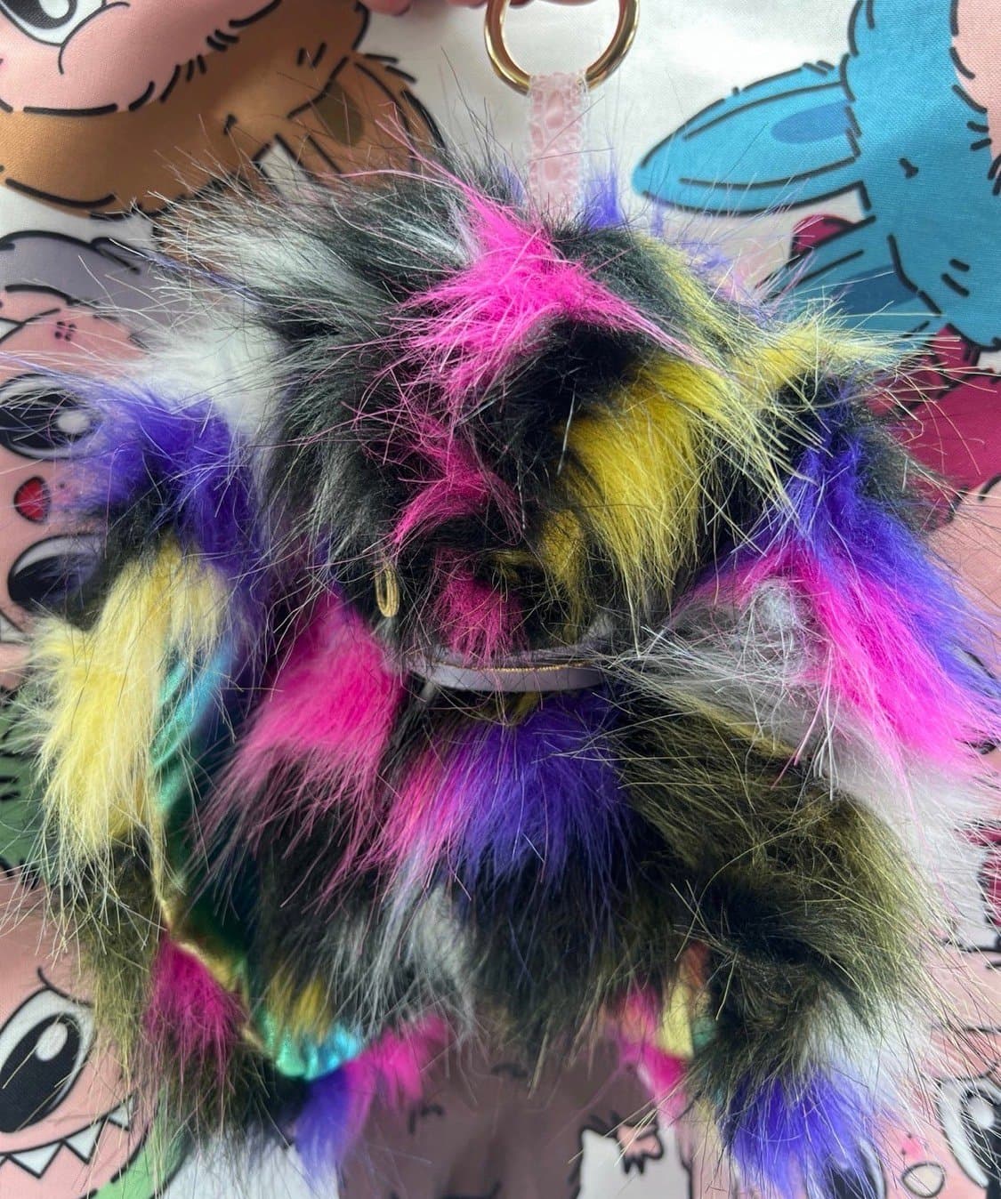 Upcycled & Upgraded Bespoke Labubu - Rainbow Bedhead Bunny with Shimmery Ears - Thumbnail 2