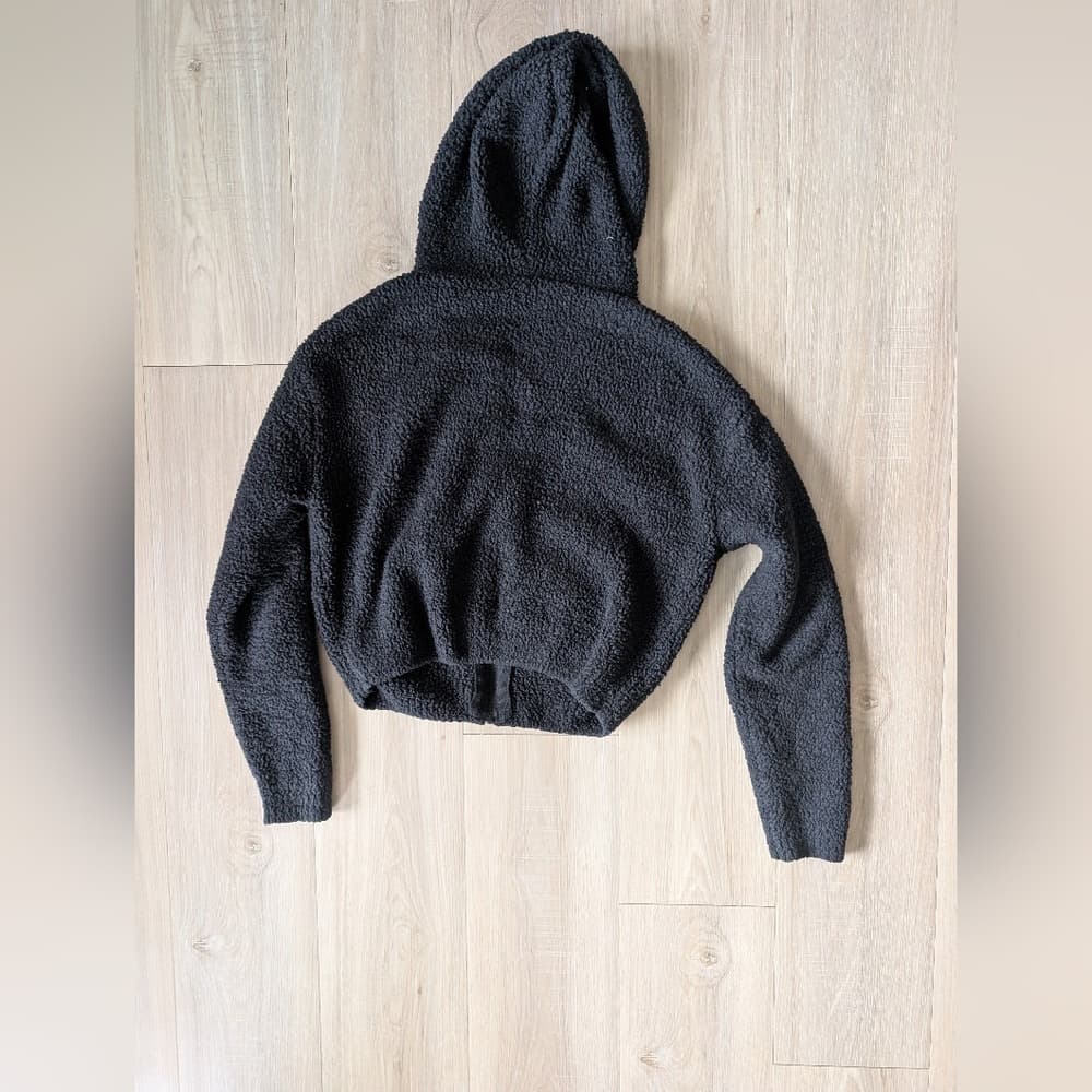 SKIMS Black Sherpa Zip-Up Hoodie - Thumbnail 4