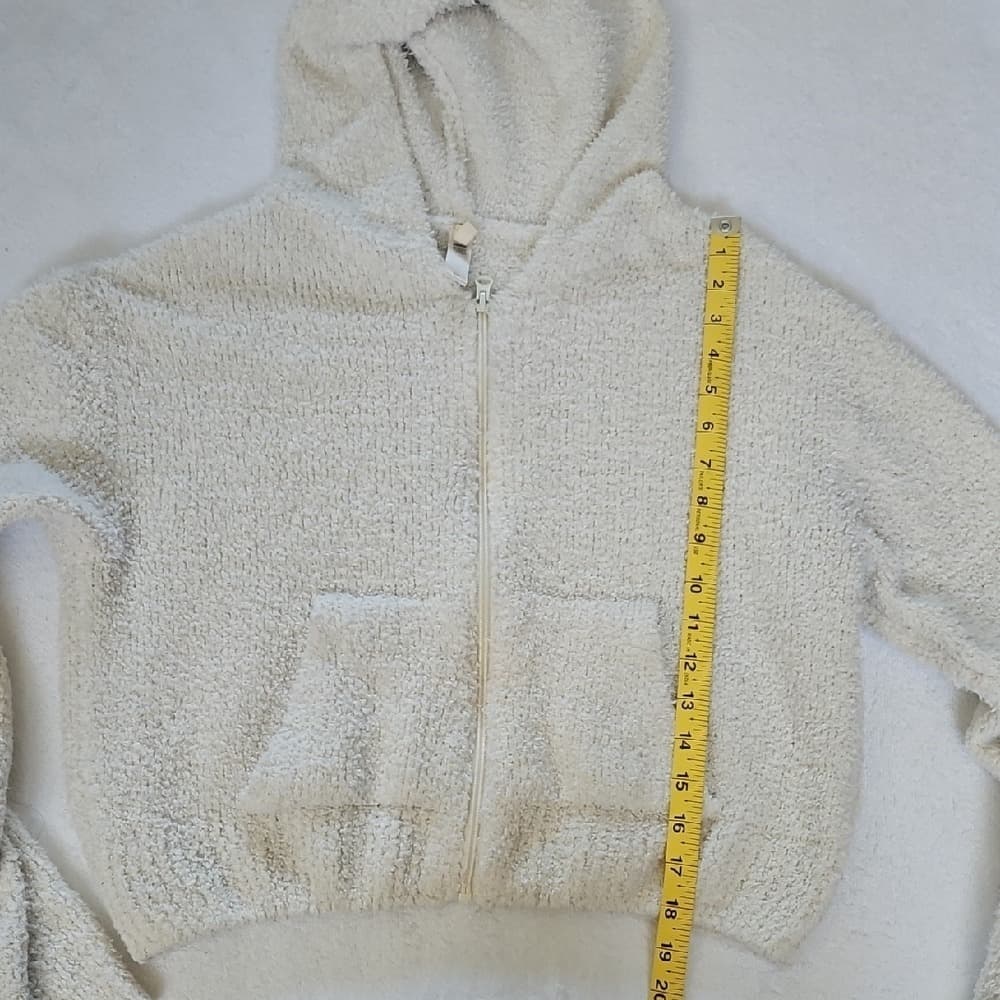 SKIMS Cream Teddy Zip-Up Hoodie Jacket - Thumbnail 8