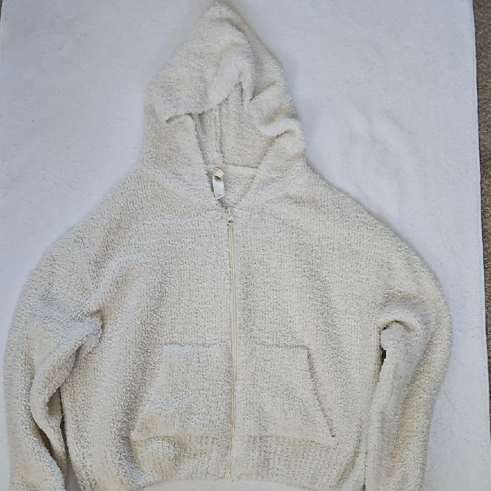 SKIMS Cream Teddy Zip-Up Hoodie Jacket - Image 1