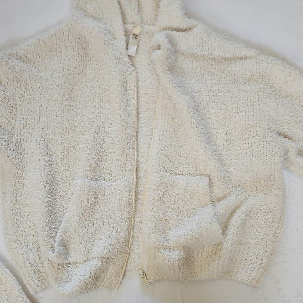 SKIMS Cream Teddy Zip-Up Hoodie Jacket - Thumbnail 12