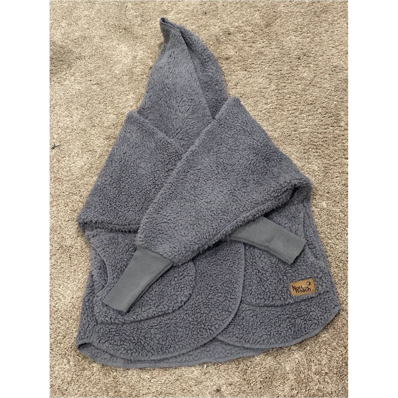 Nordic Beach Grey Kitten Plush Hooded Jacket - Thumbnail 2