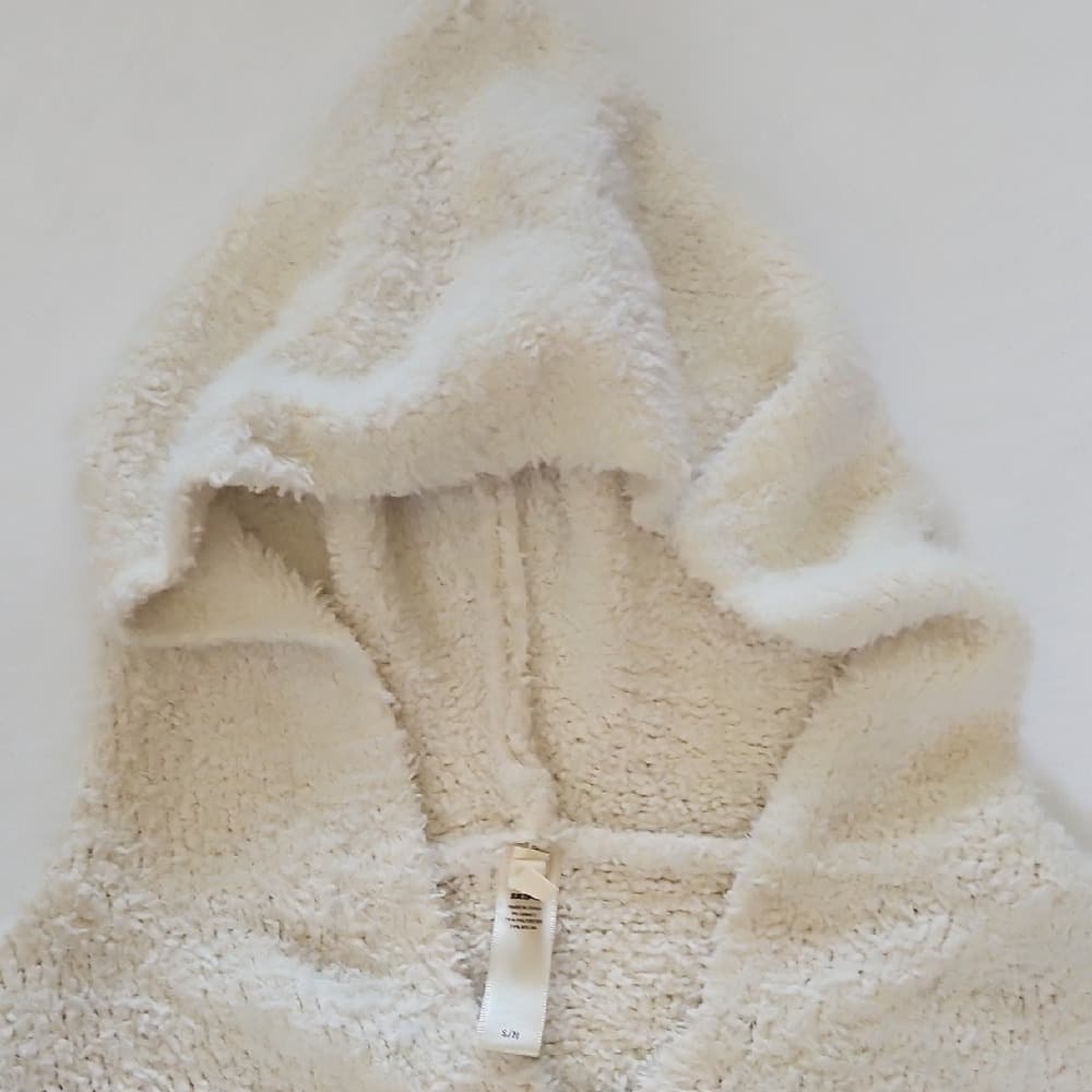 SKIMS Cream Teddy Zip-Up Hoodie Jacket - Thumbnail 5