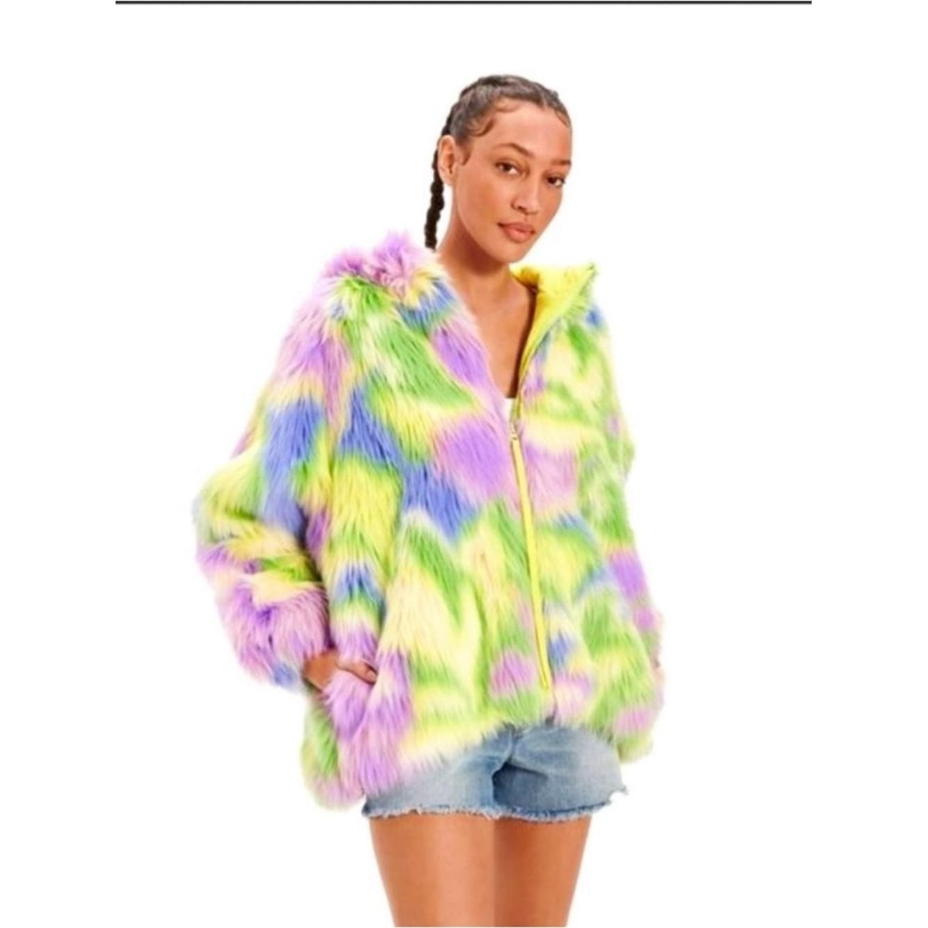 UGG Multicolor Tie-dye Faux Fur Zip-up Jacket - Thumbnail 2