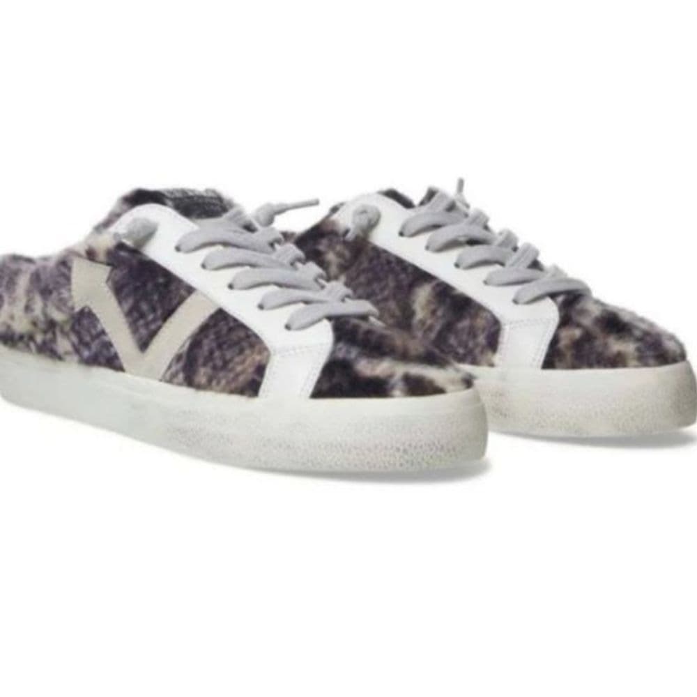 Vintage Havana Faux Fur Black & White Sneakers - Thumbnail 2