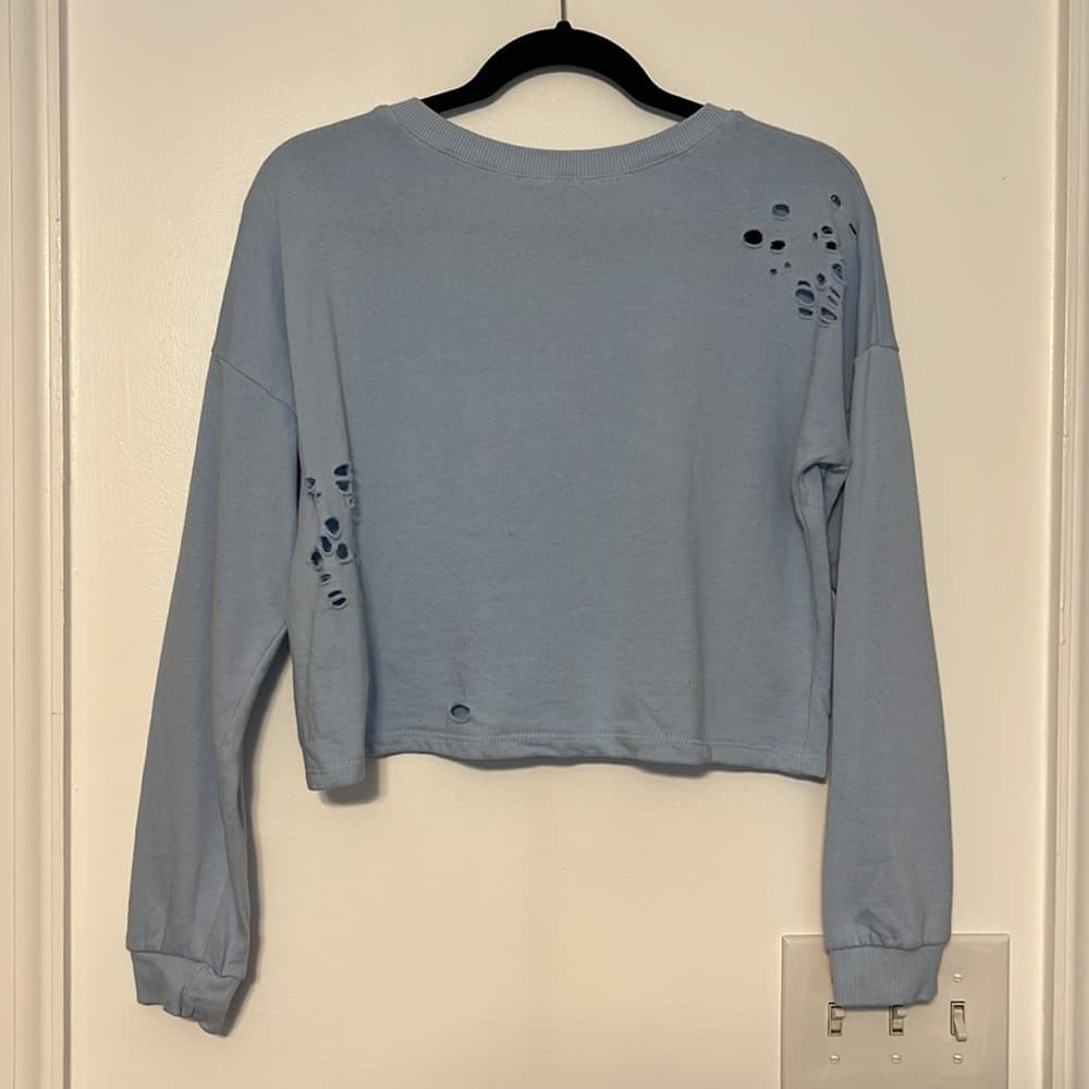 Aerie Don't Ask Why Distressed Cropped Sweatshirt - Thumbnail 3