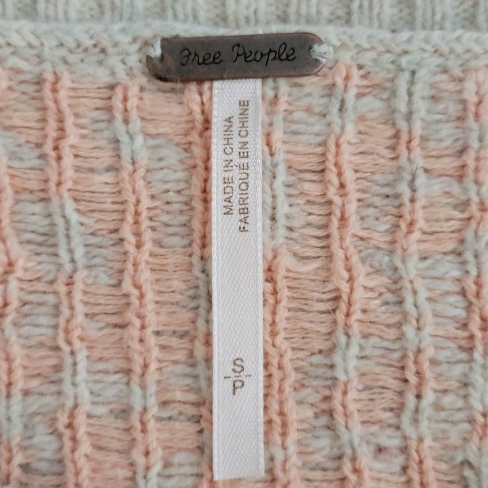 Free People Peach and Cream Scoop Neck Sweater - Thumbnail 6