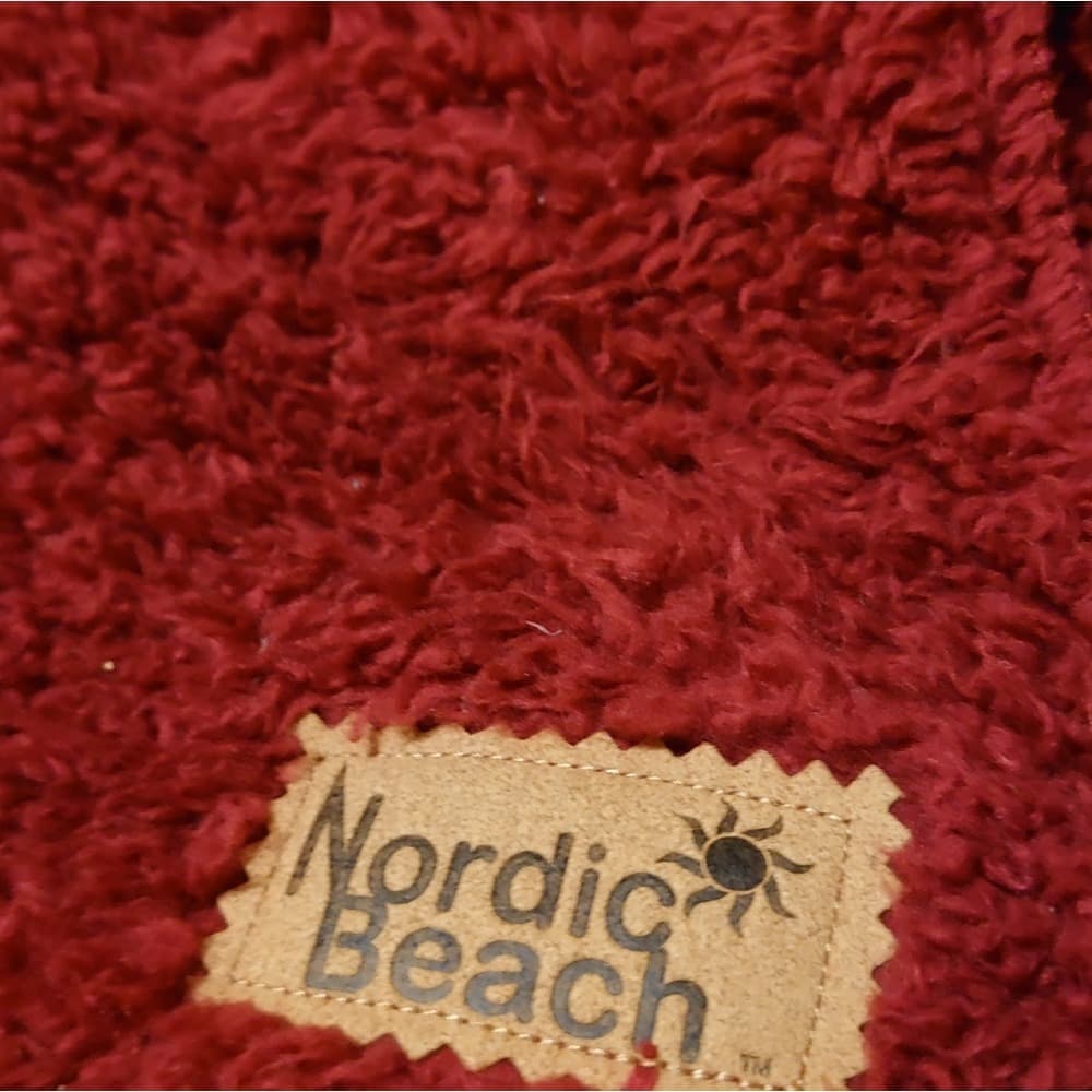 Nordic Beach Women's Red Plush Hooded Coat - Thumbnail 5