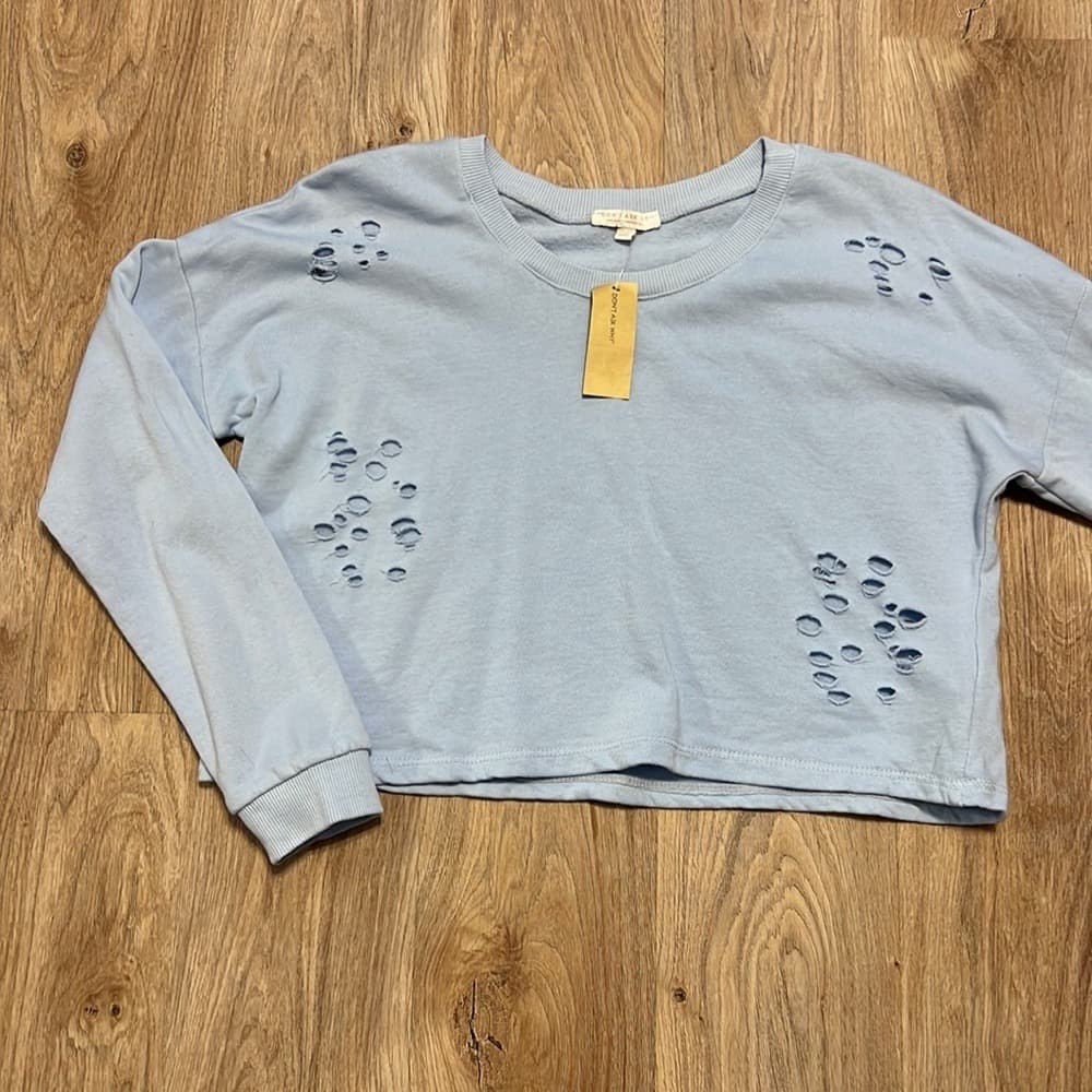 Aerie Don't Ask Why Distressed Cropped Sweatshirt - Image 1
