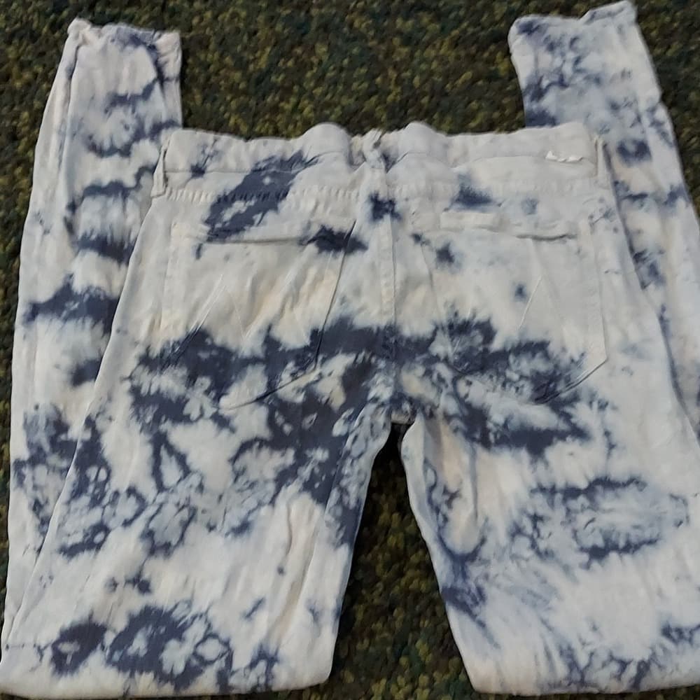 MOTHER Tie-Dye Blue and White Jeggings - Thumbnail 9