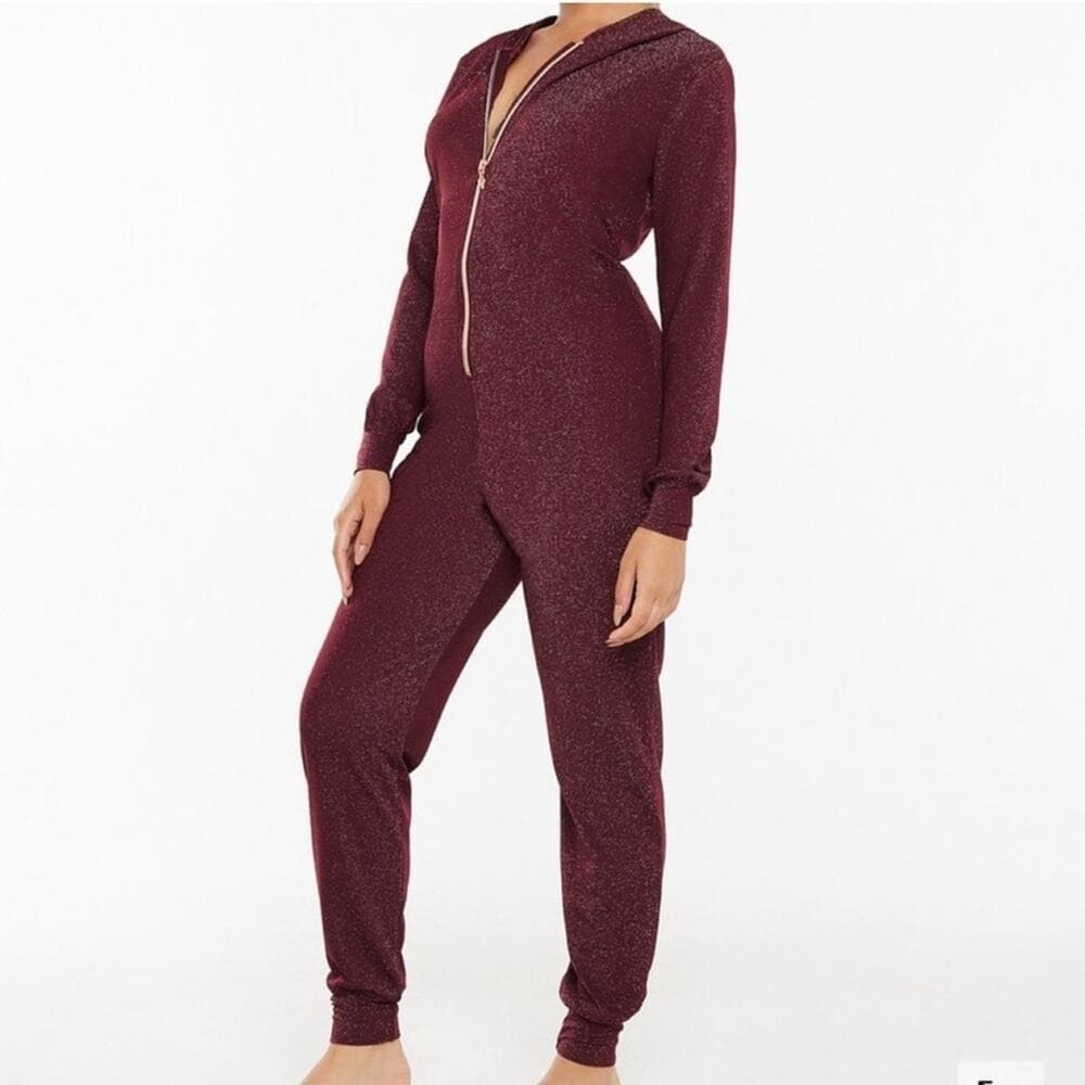 Savage x Fenty Sleep & Shine Hooded Onesie in Red Cocoa - Image 1