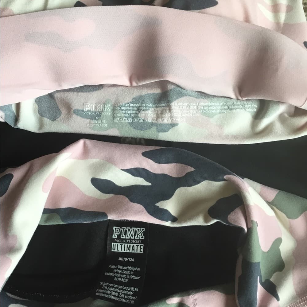 PINK Victoria's Secret Pink Camo Sports Bra & Black Leggings Set - Thumbnail 5