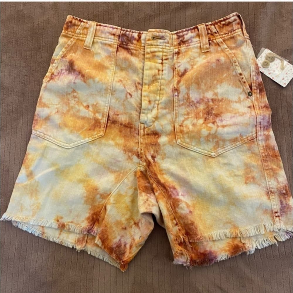 We The Free Tie-Dye Denim Shorts in Orange and Purple - Thumbnail 2