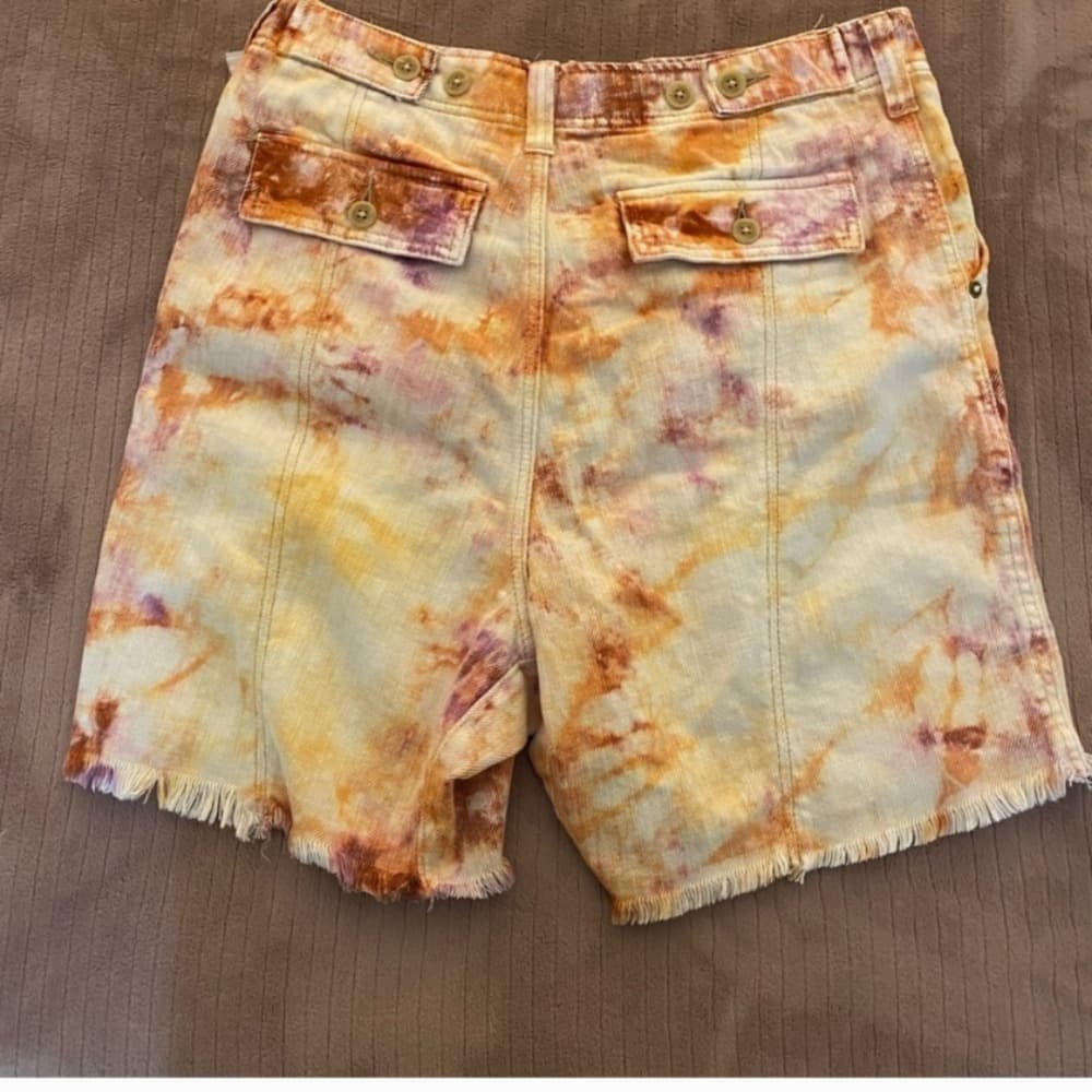 We The Free Tie-Dye Denim Shorts in Orange and Purple - Thumbnail 3