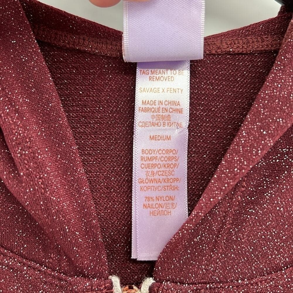 Savage x Fenty Sleep & Shine Hooded Onesie in Red Cocoa - Thumbnail 5