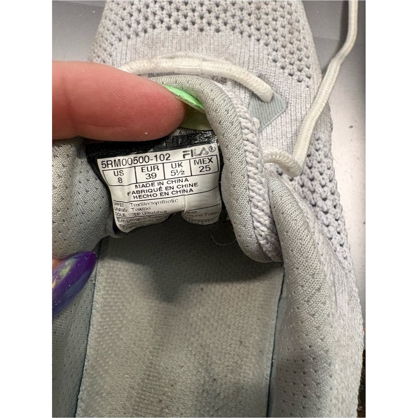 Fila Knit Lace-Up Sneakers in Light Gray - Thumbnail 3