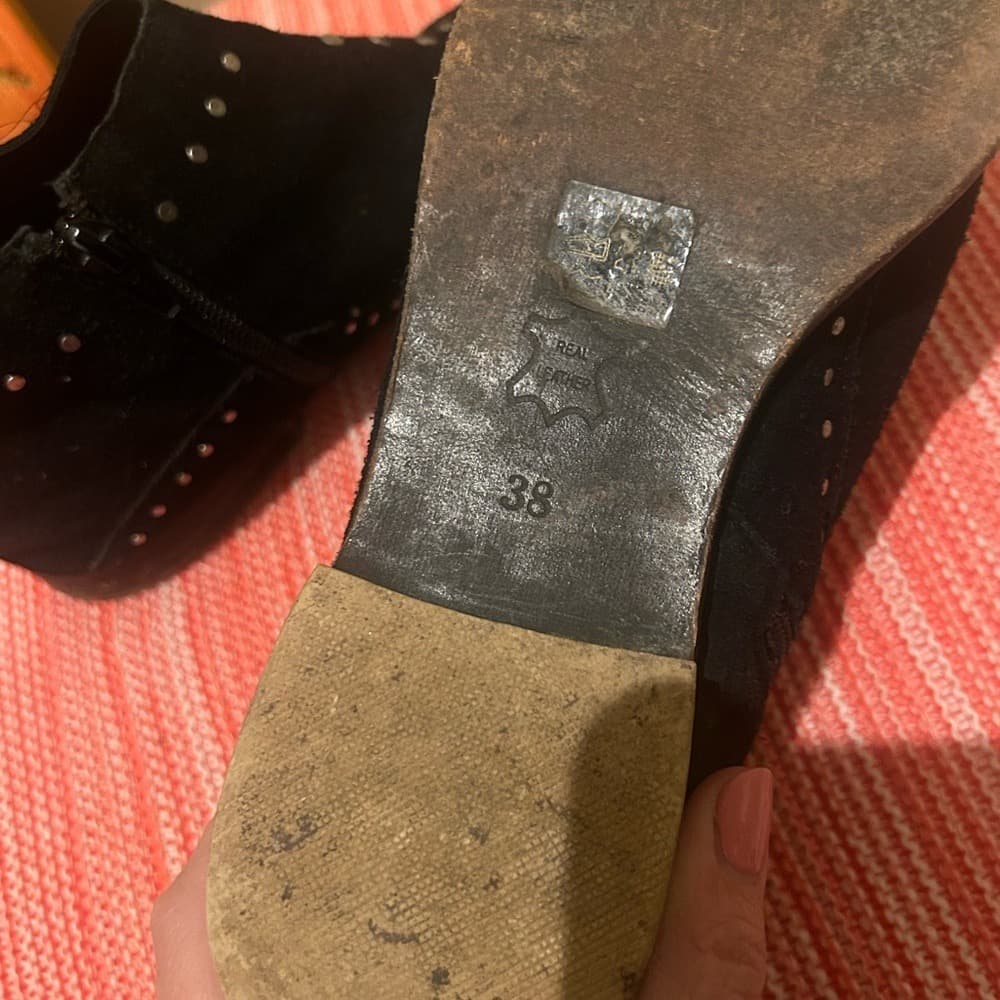 Free People Black Studded Suede Ankle Boots - Thumbnail 3